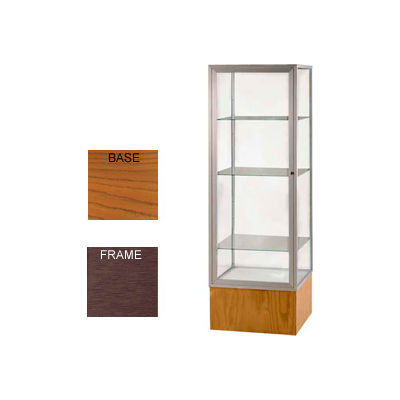 Keepsake Display Case Carmel Oak Base, Bronze Frame, Mirror Back 24"W x 72"H