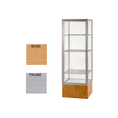 Keepsake Display Case Light Oak Vinyl Base, Satin Frame, Mirror Back 24"W x 72"H