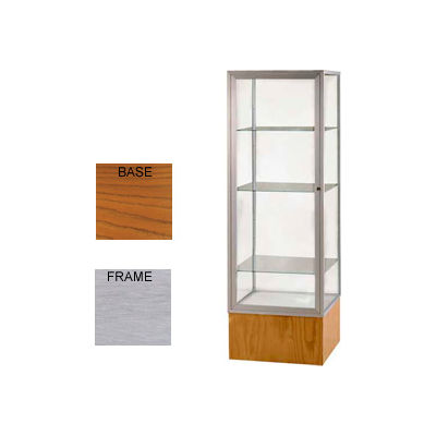Keepsake Display Case Carmel Oak Base, Satin Frame, Mirror Back 24"W x 72"H
