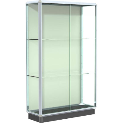 Prominence Display Case Chrome Frame, Fabric Back 48"W x 18"D x 78"H