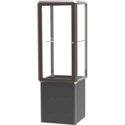 Prominence Spotlight Tower Case, Clear Glass Back, Bronze Frame, Locking Base, 24"L x 72"H x 24"D