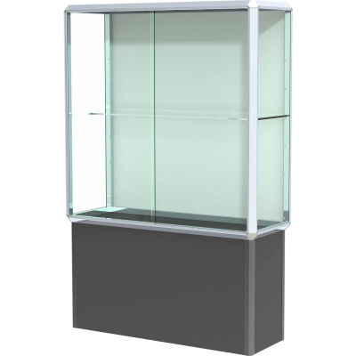 Prominence Spotlight Lighted Floor Case, Plaque Back, Chrome Frame, Locking Base, 48"L x 72"H x 18"D