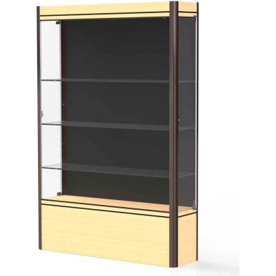 Contempo Lighted Floor Case, Black Back, Light Maple Base, Dark Bronze Frame, 48"L x 72"H x 14"D