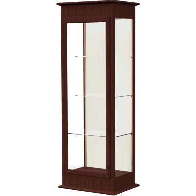 Varsity Lighted Tower Case, Hinged Door, Plaque Back, Espresso Frame, 25"L x 77"H x 18"D