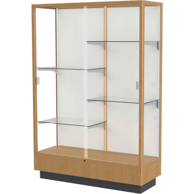 Heritage Display Case Autumn Oak, Fabric Back 48"W x 18"D x 70"H