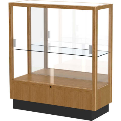 Heritage Display Case Autumn Oak, Mirror Back 36"W x 14"D x 40"H