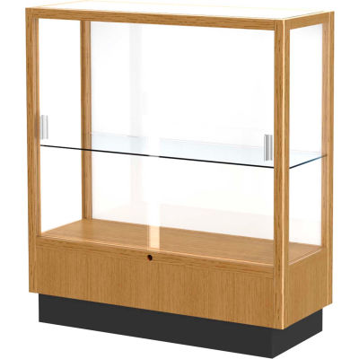 Heritage Display Case Autumn Oak, White Back 36"W x 14"D x 40"H