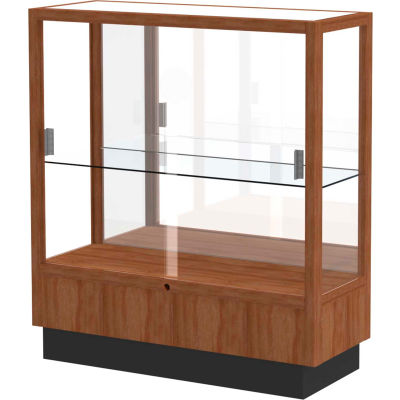 Heritage Display Case Danish Walnut, Mirror Back 36"W x 14"D x 40"H