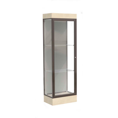 Edge Lighted Floor Case, Harbor Back, Dark Bronze Frame, 6" Chardonnay Base, 24"W x 76"H x 20"D