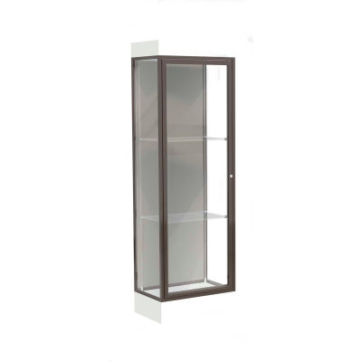Edge Lighted Floor Case, Harbor Back, Dark Bronze Frame, 6" Frosty White Base, 24"W x 76"H x 20"D