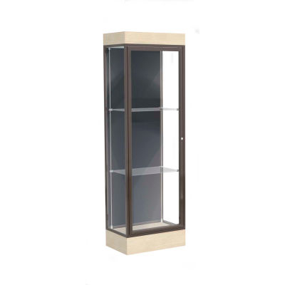 Edge Lighted Floor Case, Slate Back, Dark Bronze Frame, 6" Chardonnay Base, 24"W x 76"H x 20"D