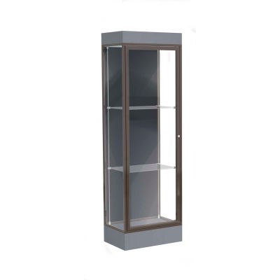 Edge Lighted Floor Case, Slate Back, Dark Bronze Frame, 6" Carbon Mesh Base, 24"W x 76"H x 20"D