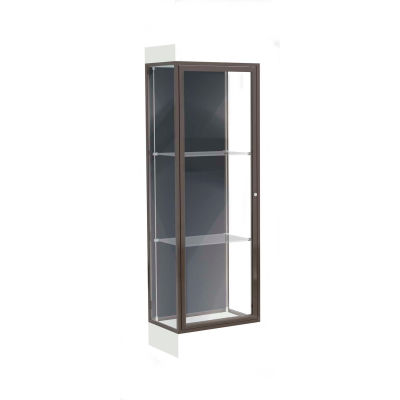 Edge Lighted Floor Case, Slate Back, Dark Bronze Frame, 6" Frosty White Base, 24"W x 76"H x 20"D