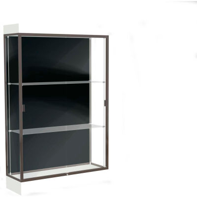 Edge Lighted Floor Case, Black Back, Dark Bronze Frame, 6" Frosty White Base, 48"W x 76"H x 20"D