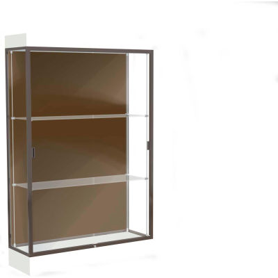 Edge Lighted Floor Case, Chocolate Back, Dark Bronze Frame, 6" Frosty White Base, 48"W x 76"H x 20"D