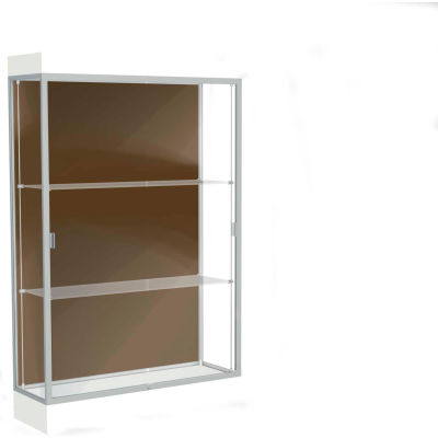 Edge Lighted Floor Case, Chocolate Back, Satin Frame, 6" Frosty White Base, 48"W x 76"H x 20"D