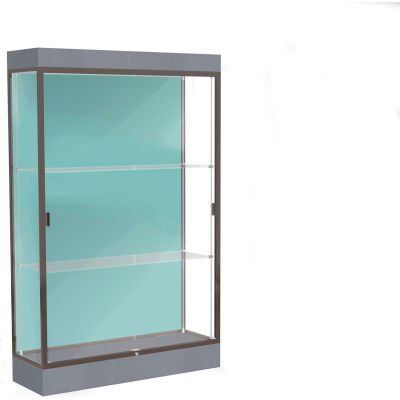 Edge Lighted Floor Case, Pewter Back, Dark Bronze Frame, 6" Carbon Mesh Base, 48"W x 76"H x 20"D