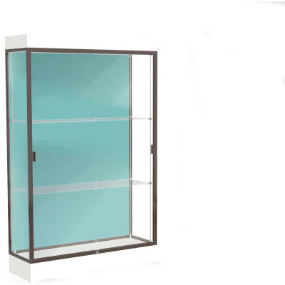 Edge Lighted Floor Case, Pewter Back, Dark Bronze Frame, 6" Frosty White Base, 48"W x 76"H x 20"D