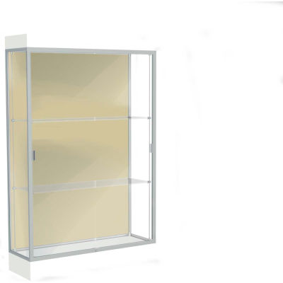Edge Lighted Floor Case, Silk Back, Satin Frame, 6" Frosty White Base, 48"W x 76"H x 20"D