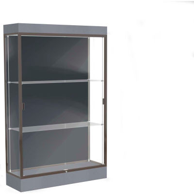 Edge Lighted Floor Case, Slate Back, Dark Bronze Frame, 6" Carbon Mesh Base, 48"W x 76"H x 20"D