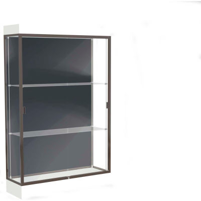 Edge Lighted Floor Case, Slate Back, Dark Bronze Frame, 6" Frosty White Base, 48"W x 76"H x 20"D