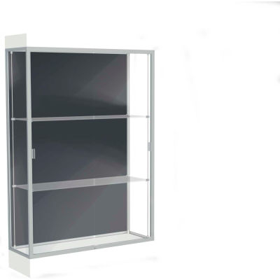 Edge Lighted Floor Case, Slate Back, Satin Frame, 6" Frosty White Base, 48"W x 76"H x 20"D