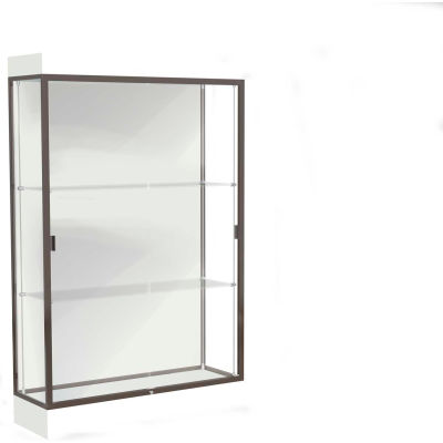 Edge Lighted Floor Case, White Back, Dark Bronze Frame, 6" Frosty White Base, 48"W x 76"H x 20"D