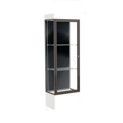 Edge Lighted Floor Case, Black Back, Dark Bronze Frame, 12" Frosty White Base, 24"W x 76"H x 20"D