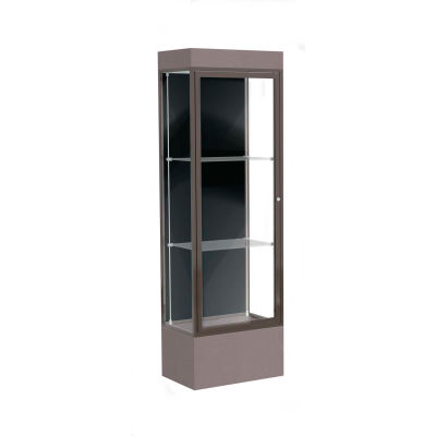 Edge Lighted Floor Case, Black Back, Dark Bronze Frame, 12" Morro Zephyr Base, 24"W x 76"H x 20"D