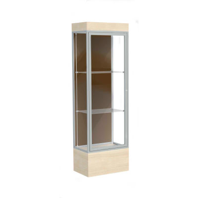 Edge Lighted Floor Case, Chocolate Back, Satin Frame, 12" Chardonnay Base, 24"W x 76"H x 20"D