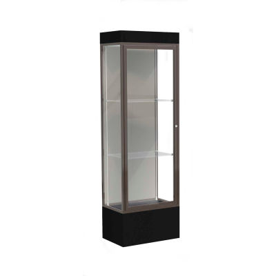 Edge Lighted Floor Case, Harbor Back, Dark Bronze Frame, 12" Black Base, 24"W x 76"H x 20"D