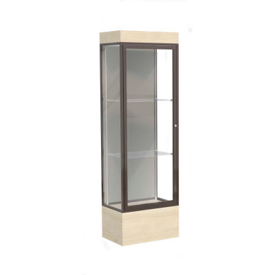 Edge Lighted Floor Case, Harbor Back, Dark Bronze Frame, 12" Chardonnay Base, 24"W x 76"H x 20"D