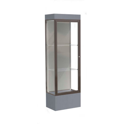 Edge Lighted Floor Case, Harbor Back, Dark Bronze Frame, 12" Carbon Mesh Base, 24"W x 76"H x 20"D