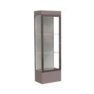 Edge Lighted Floor Case, Harbor Back, Dark Bronze Frame, 12" Morro Zephyr Base, 24"W x 76"H x 20"D