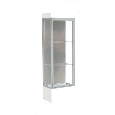 Edge Lighted Floor Case, Harbor Back, Satin Frame, 12" Frosty White Base, 24"W x 76"H x 20"D