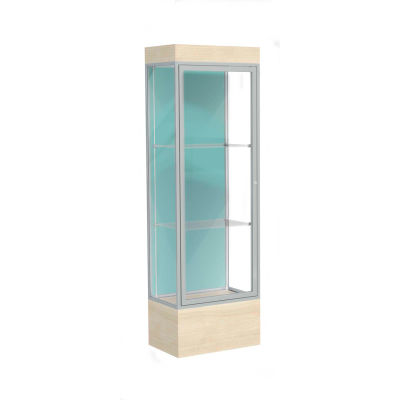 Edge Lighted Floor Case, Pewter Back, Satin Frame, 12" Chardonnay Base, 24"W x 76"H x 20"D