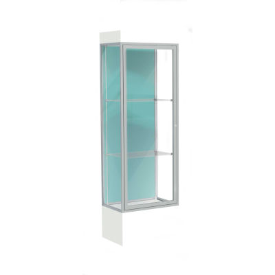 Edge Lighted Floor Case, Pewter Back, Satin Frame, 12" Frosty White Base, 24"W x 76"H x 20"D