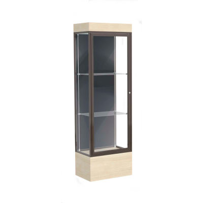 Edge Lighted Floor Case, Slate Back, Dark Bronze Frame, 12" Chardonnay Base, 24"W x 76"H x 20"D