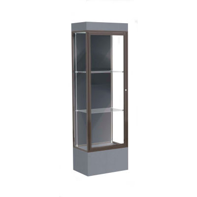 Edge Lighted Floor Case, Slate Back, Dark Bronze Frame, 12" Carbon Mesh Base, 24"W x 76"H x 20"D