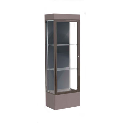 Edge Lighted Floor Case, Slate Back, Dark Bronze Frame, 12" Morro Zephyr Base, 24"W x 76"H x 20"D