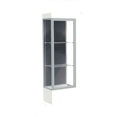 Edge Lighted Floor Case, Slate Back, Satin Frame, 12" Frosty White Base, 24"W x 76"H x 20"D