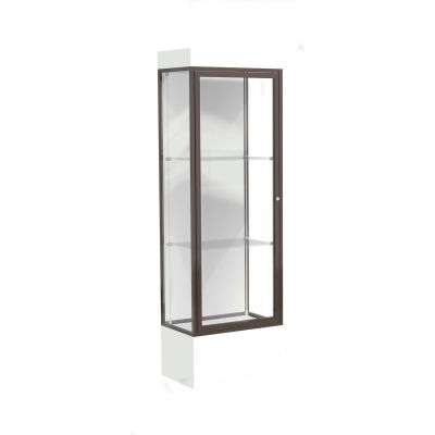 Edge Lighted Floor Case, White Back, Dark Bronze Frame, 12" Frosty White Base, 24"W x 76"H x 20"D