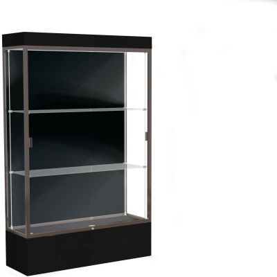 Edge Lighted Floor Case, Black Back, Dark Bronze Frame, 12" Black Base, 48"W x 76"H x 20"D