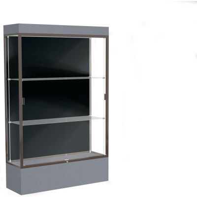 Edge Lighted Floor Case, Black Back, Dark Bronze Frame, 12" Carbon Mesh Base, 48"W x 76"H x 20"D