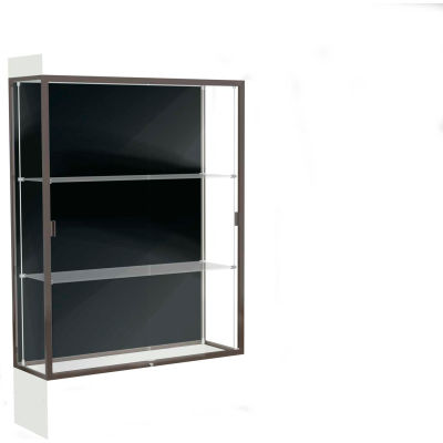 Edge Lighted Floor Case, Black Back, Dark Bronze Frame, 12" Frosty White Base, 48"W x 76"H x 20"D