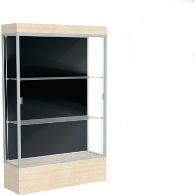 Edge Lighted Floor Case, Black Back, Satin Frame, 12" Chardonnay Base, 48"W x 76"H x 20"D