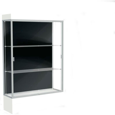 Edge Lighted Floor Case, Black Back, Satin Frame, 12" Frosty White Base, 48"W x 76"H x 20"D