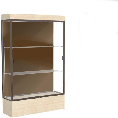 Edge Lighted Floor Case, Chocolate Back, Dark Bronze Frame, 12" Chardonnay Base, 48"W x 76"H x 20"D