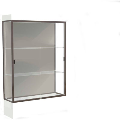 Edge Lighted Floor Case, Harbor Back, Dark Bronze Frame, 12" Frosty White Base, 48"W x 76"H x 20"D