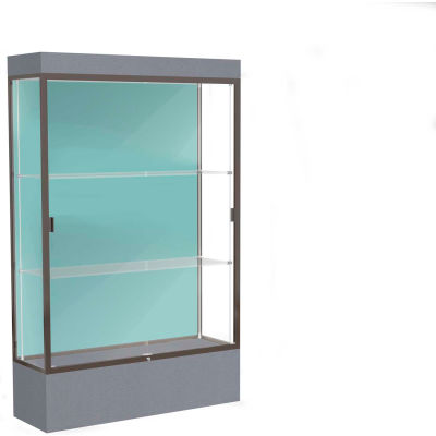 Edge Lighted Floor Case, Pewter Back, Dark Bronze Frame, 12" Carbon Mesh Base, 48"W x 76"H x 20"D